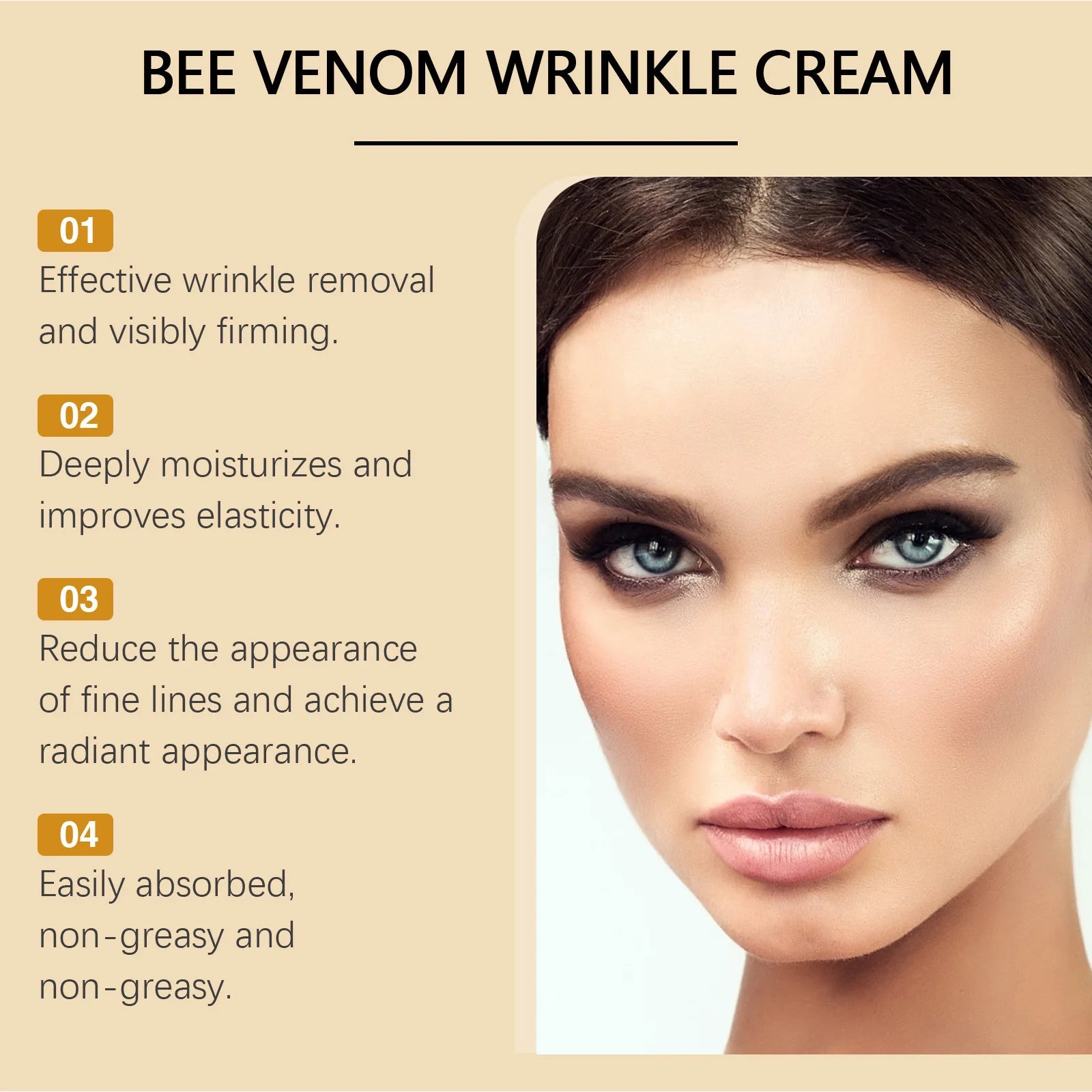 Bee Venom Wrinkle Removal Cream Moisturizing Facial Lifting Anti Sagging Improvement Tighten Skin Repair Care Bee Venom Cream